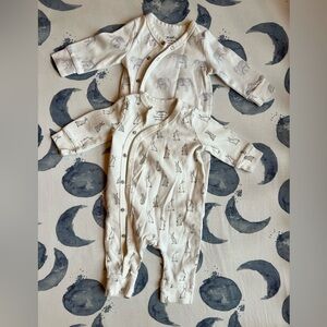 Bundle of 2 Pehr Kimono Romper Jumpsuits in Elephant and Bunny prints